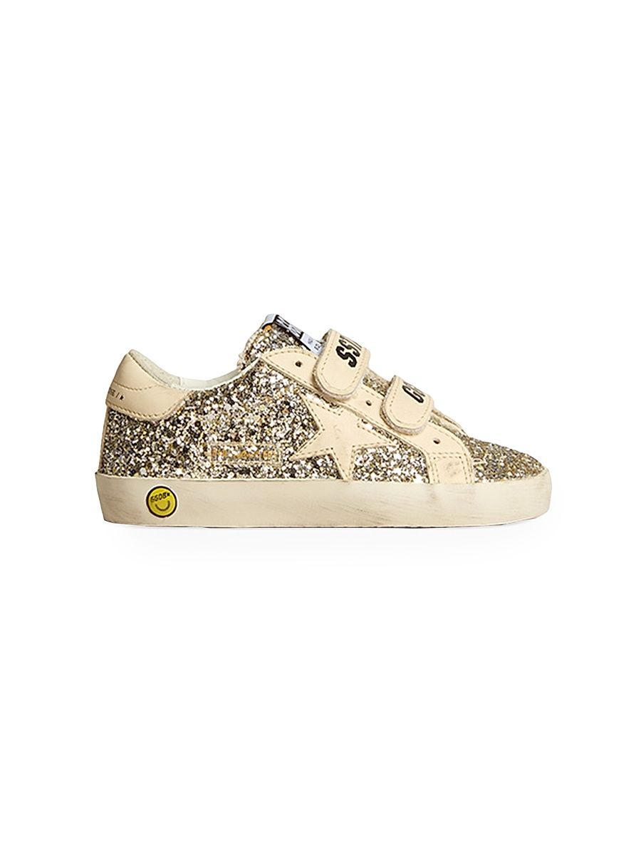 Baby's & Girl's Old School Glitter & Star Sneakers - Platimnum Cream - Size 1 (Child)