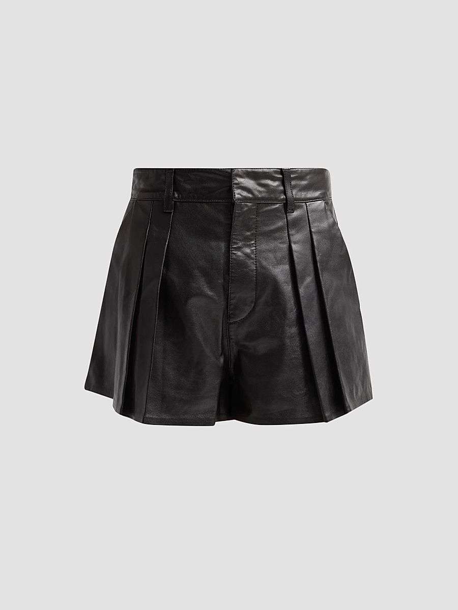 Women's The Leather Structural Shorts - Black - Size 31
