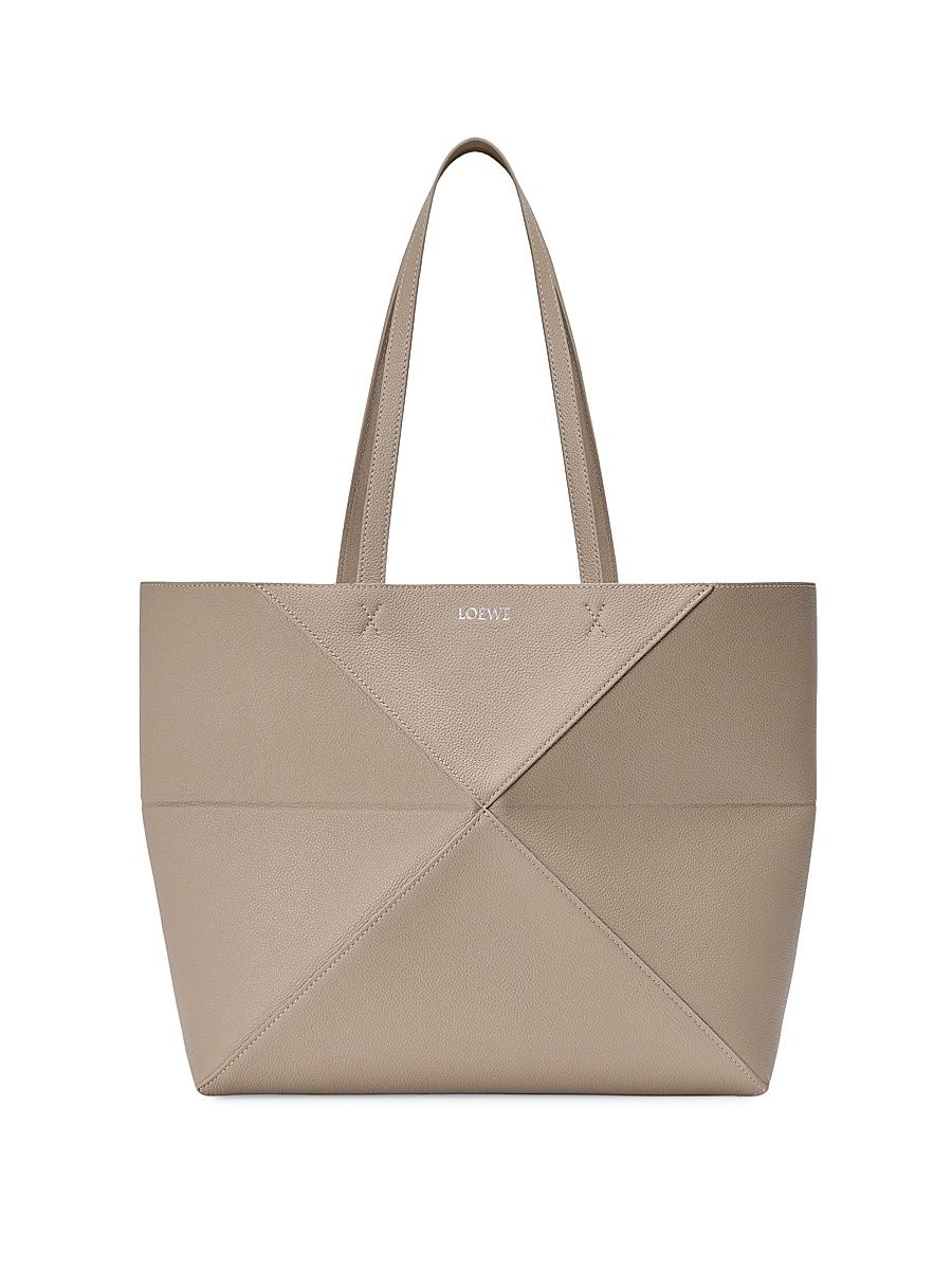Women's Puzzle Fold Leather Tote Bag - Clay