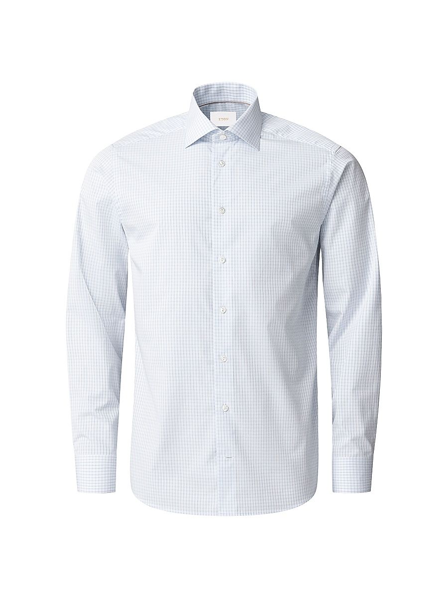 Men's Contemporary Fit Check Shirt - Blue - Size 18