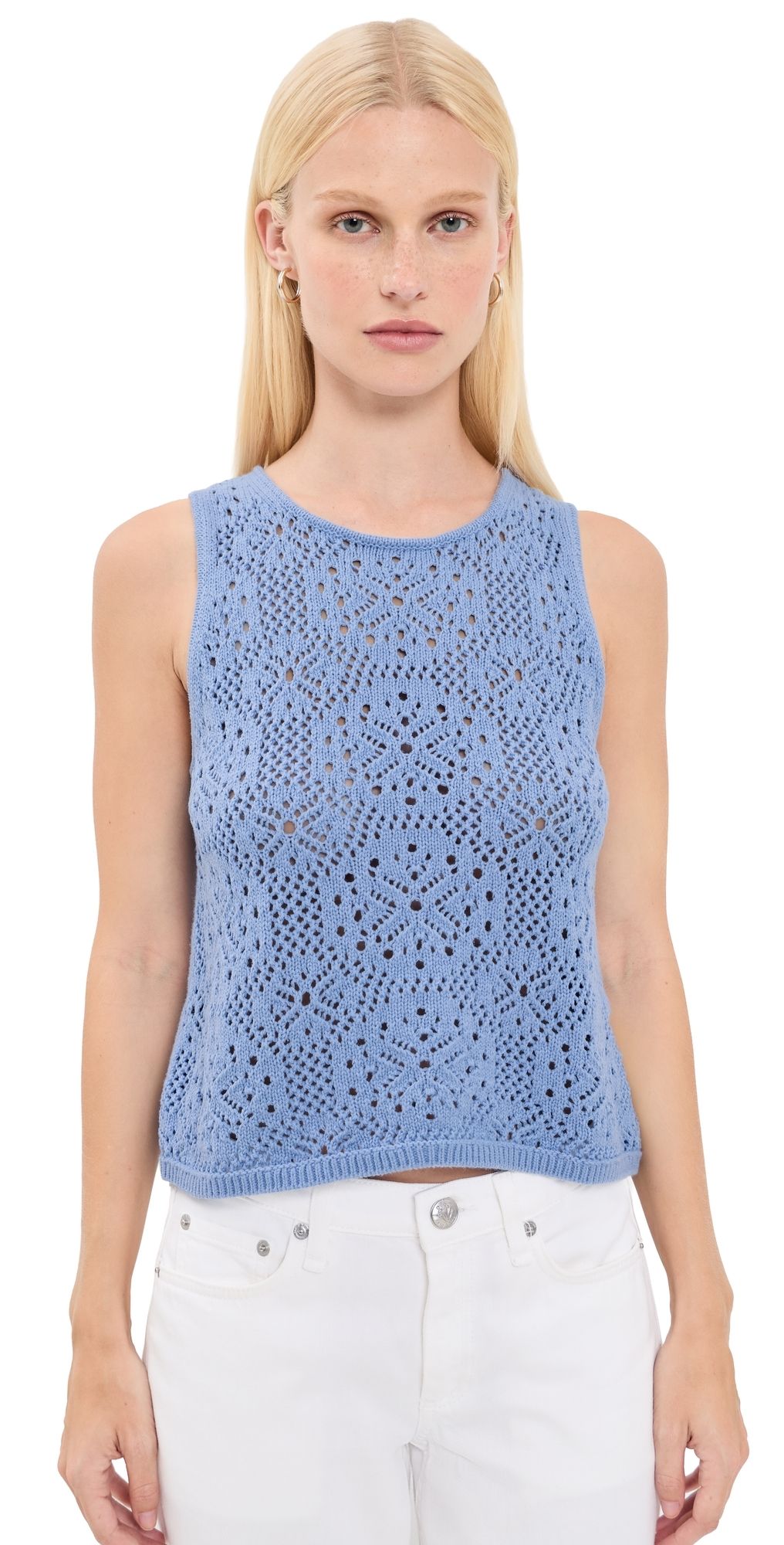 Splendid Beckham Crochet Sweater Tank Azure XS