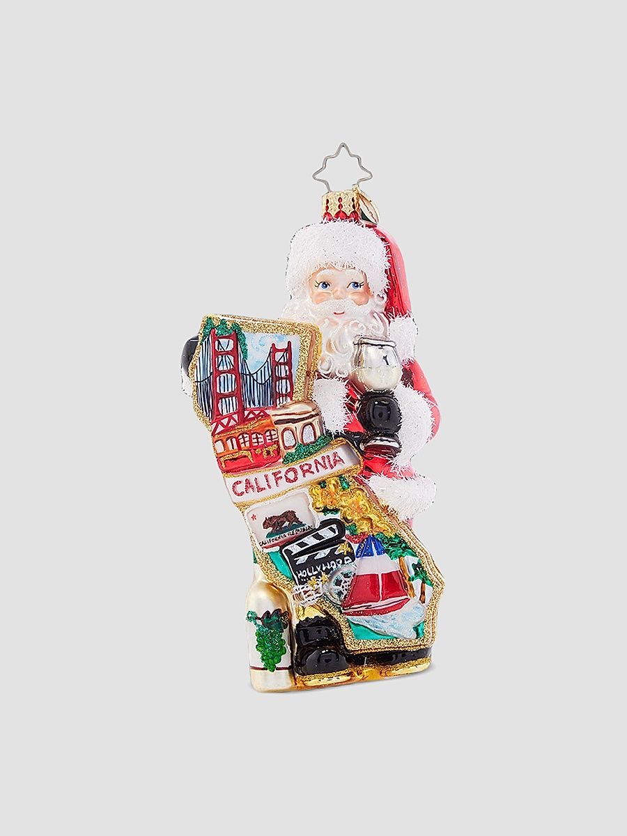Cali Claus Glass Ornament