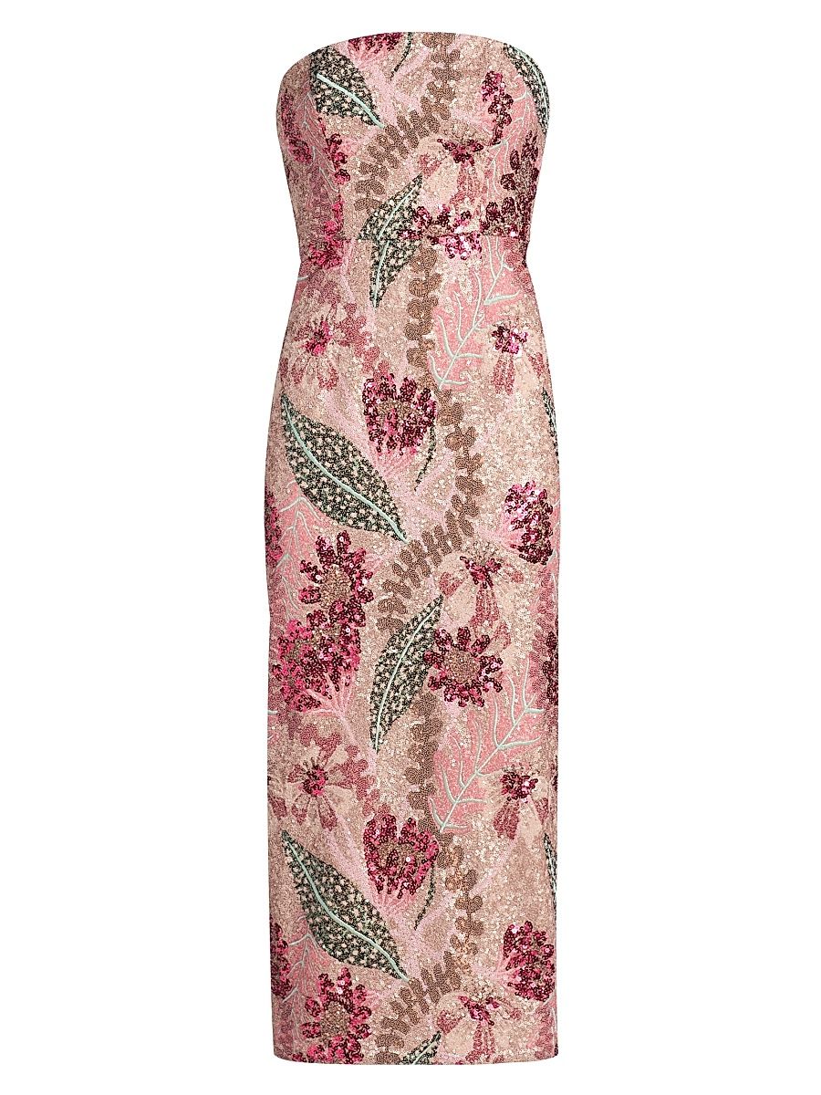 Women's Esmeralda Sequined Bandeau Midi-Dress - Size 12