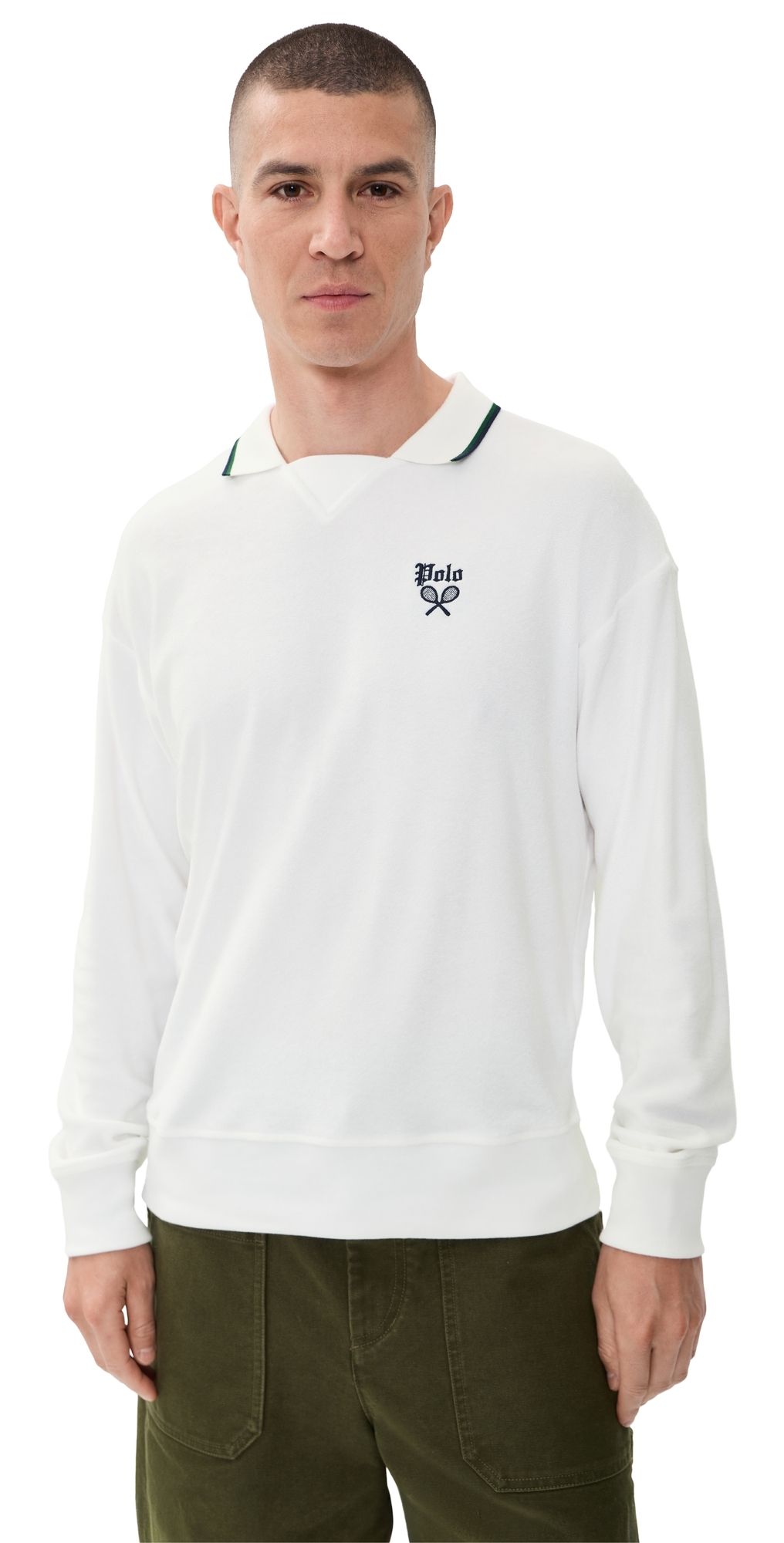 Polo Ralph Lauren Tennis Logo Polo Sweatshirt White S