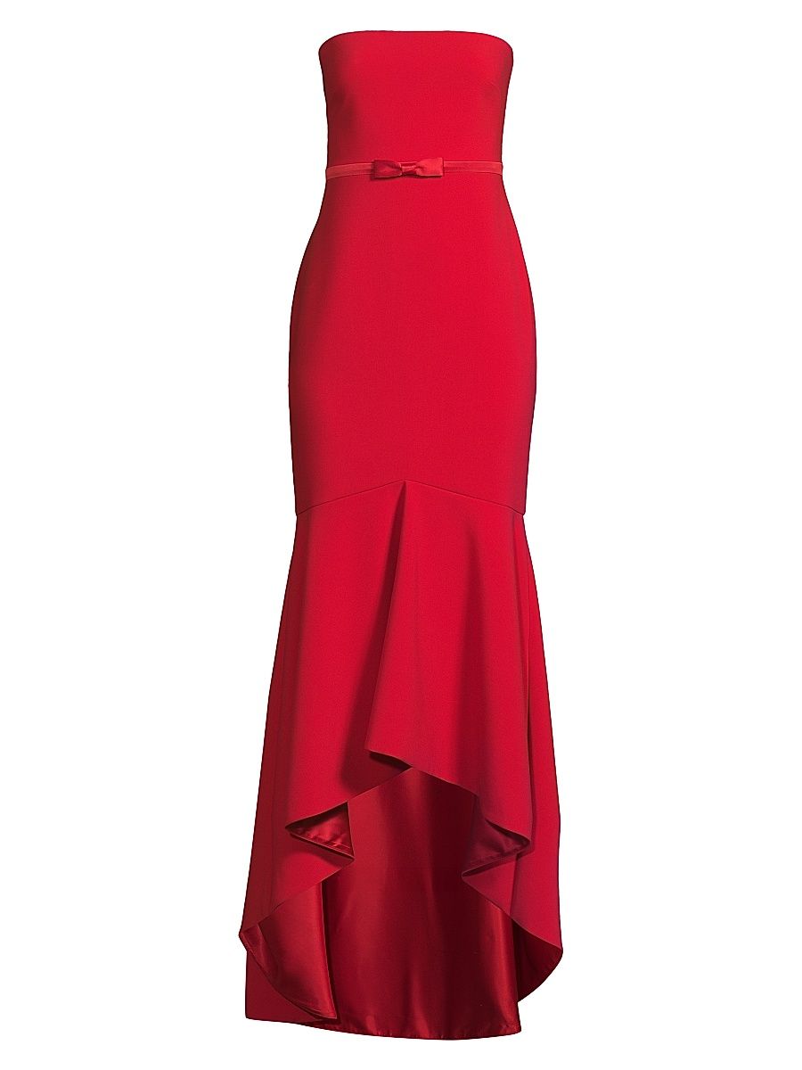Women's Yvette Bow-Detail Strapless Gown - Scarlet - Size 14