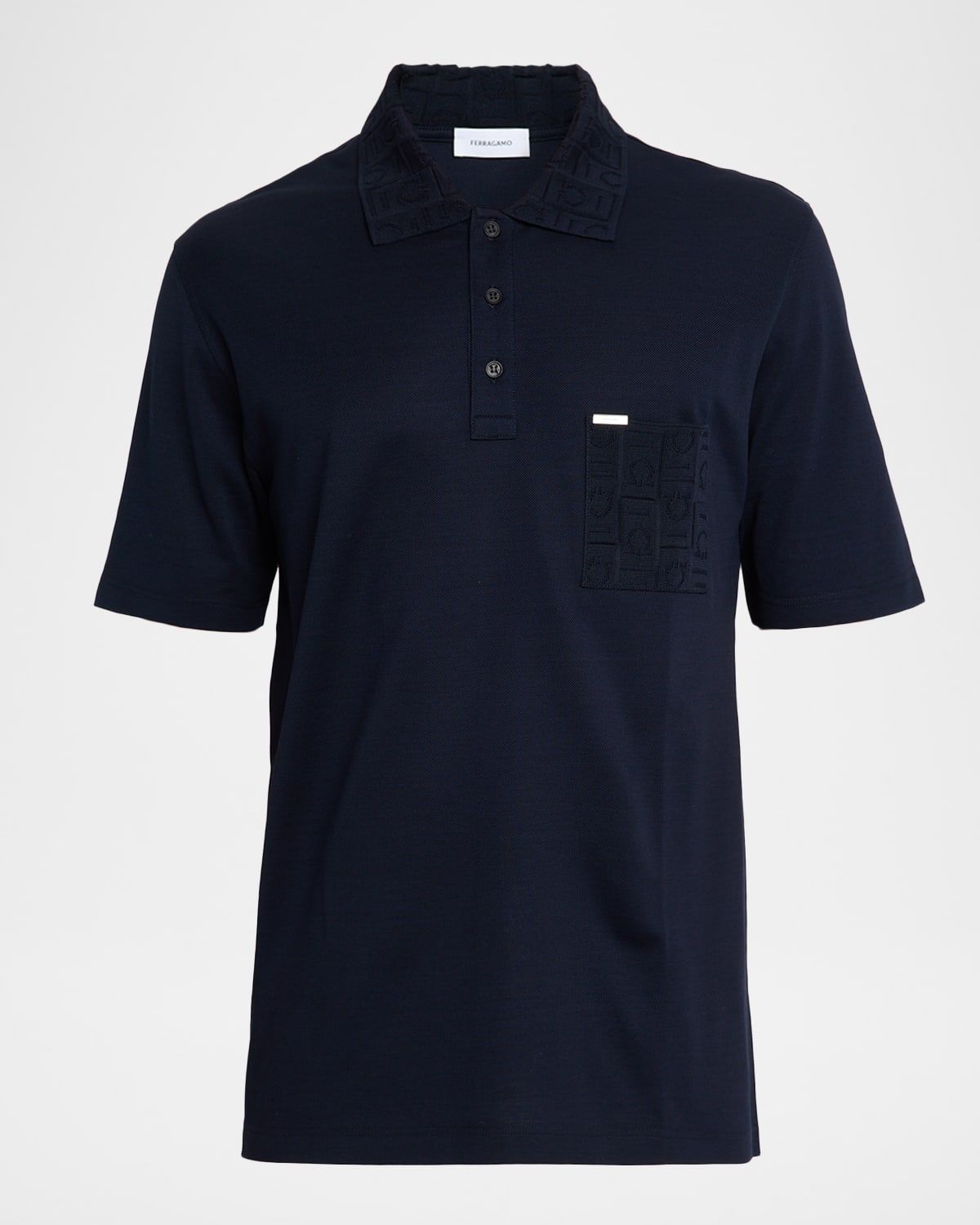 Men & apos;s Gancini Jacquard-Trim Cotton Pique Polo Shirt