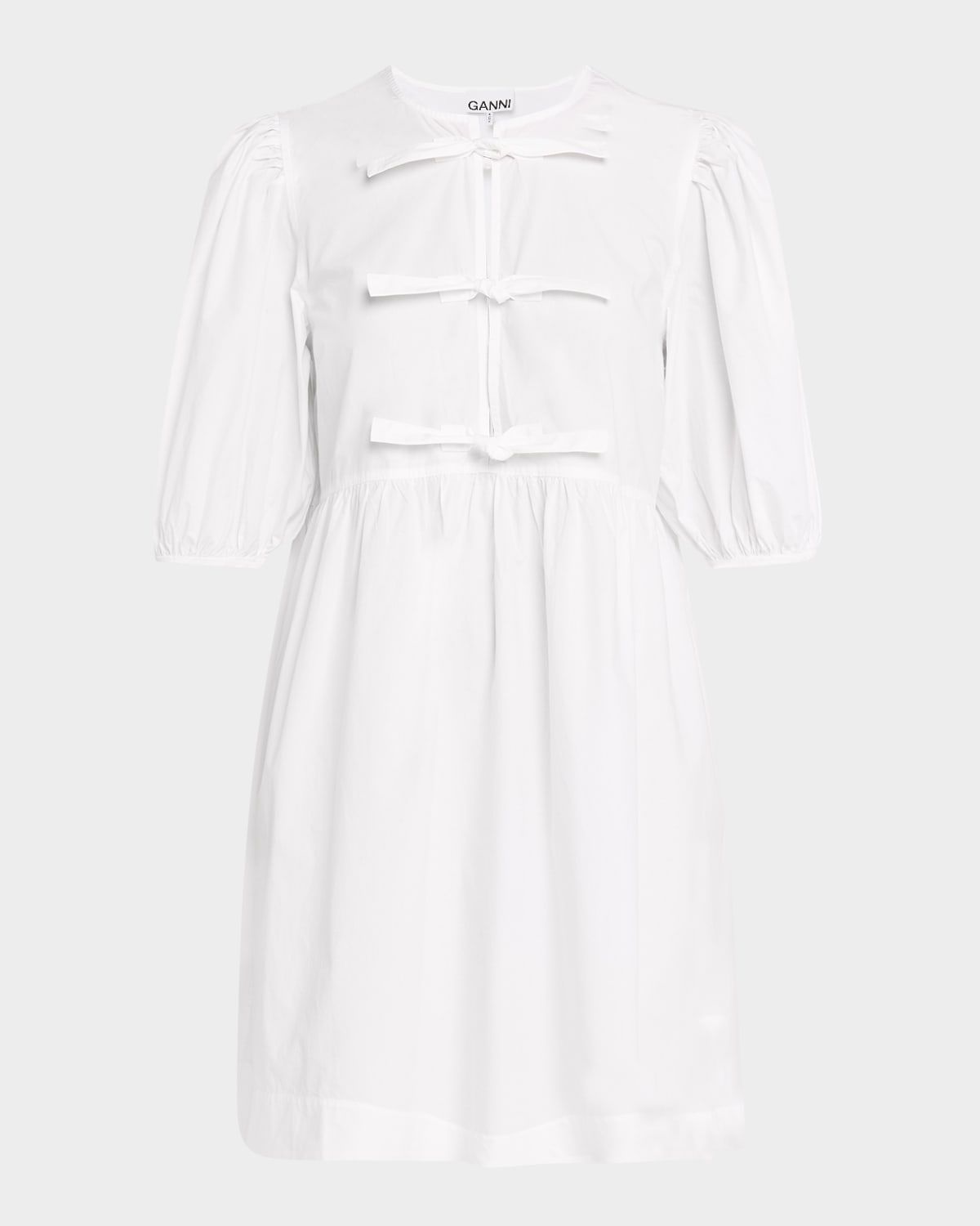Cotton Poplin Tie-Front Mini Dress