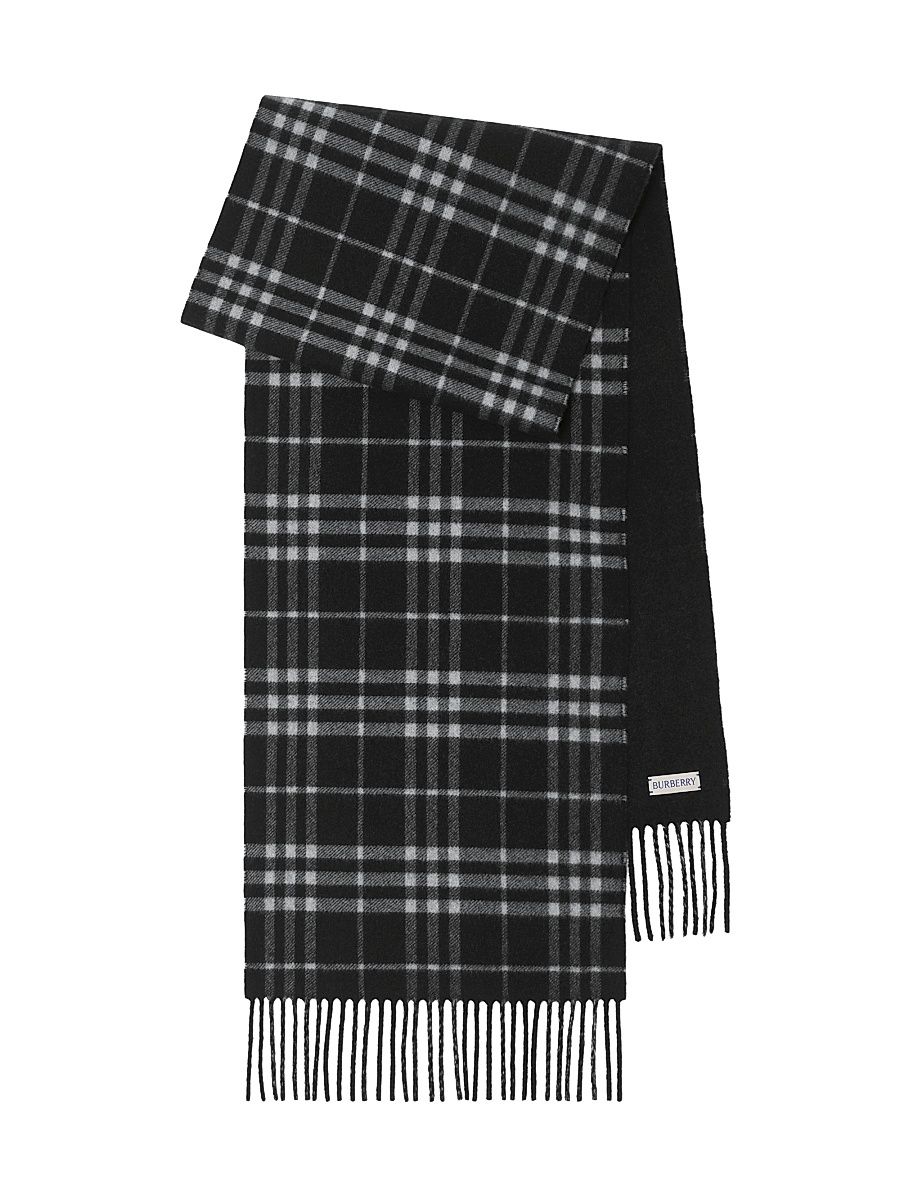 Double-Face Check Cashmere Scarf - Black