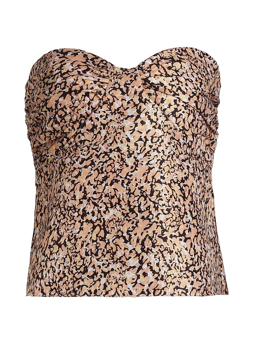 Women's Beatrice Leopard Taffeta Strapless Top - Camel - Size 10