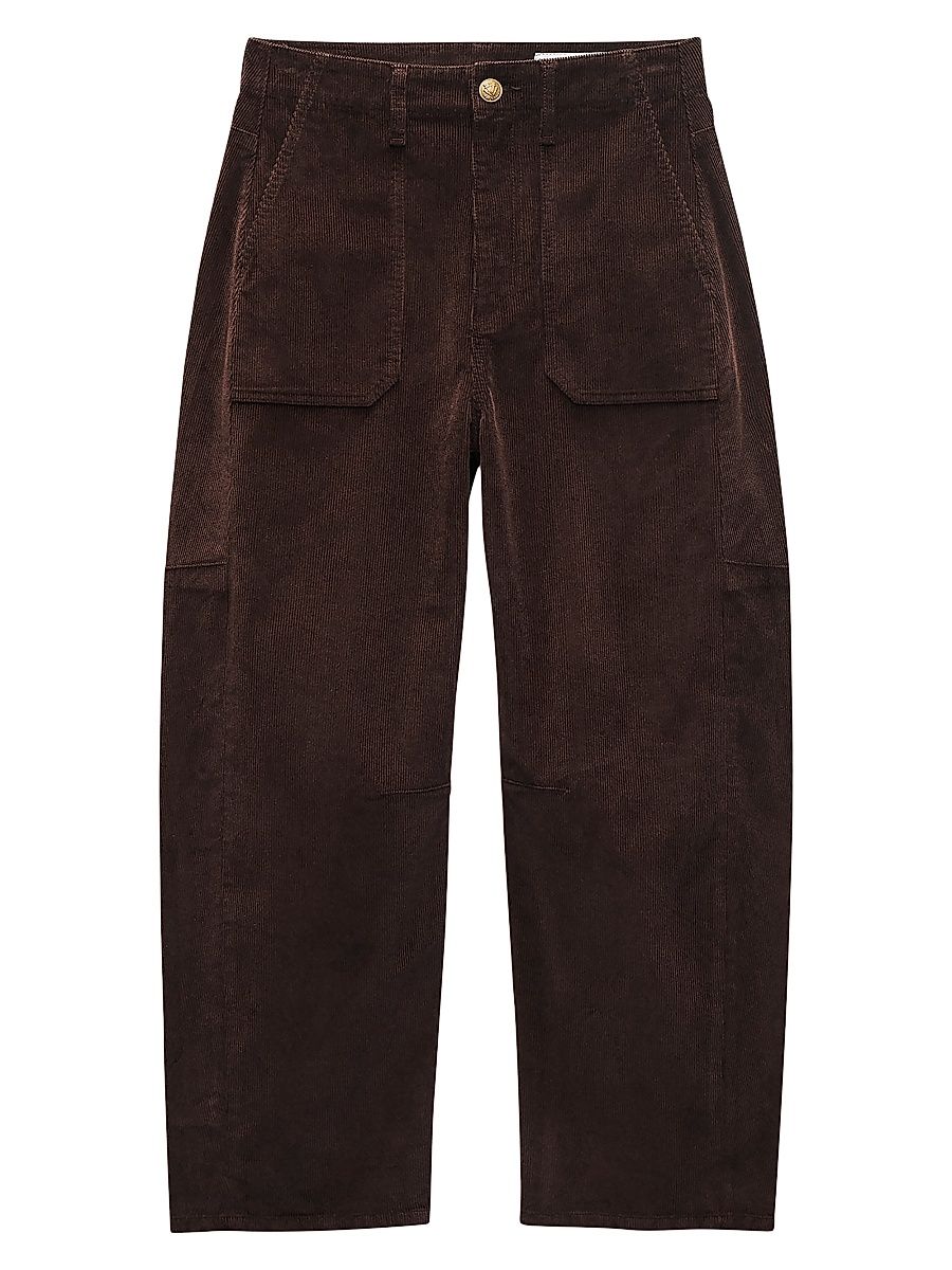 Women's Charlie Corduroy Barrel-Leg Pants - Dark Brown - Size 30
