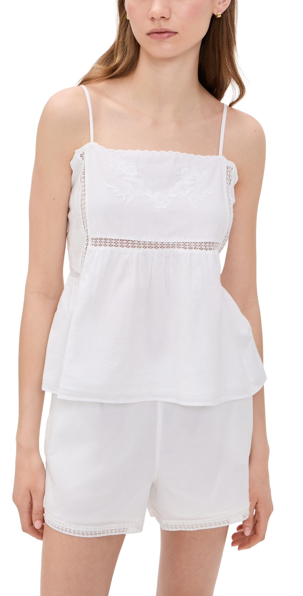 Petite Plume Voile Luna Cami Shorts Pajama Set White XS