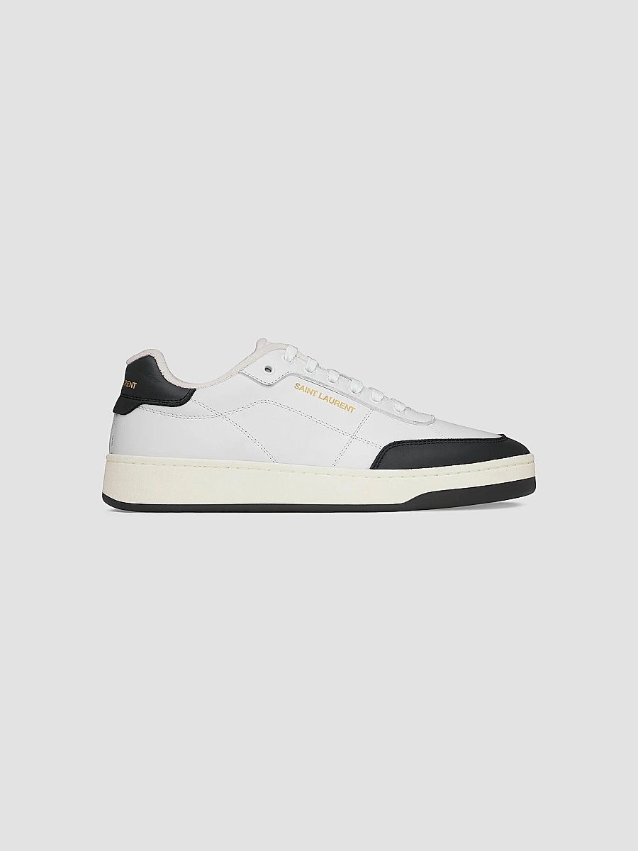 Saint Laurent Men's SL61 Sneakers in Smooth Leather - Optic White Black - Size 11.5