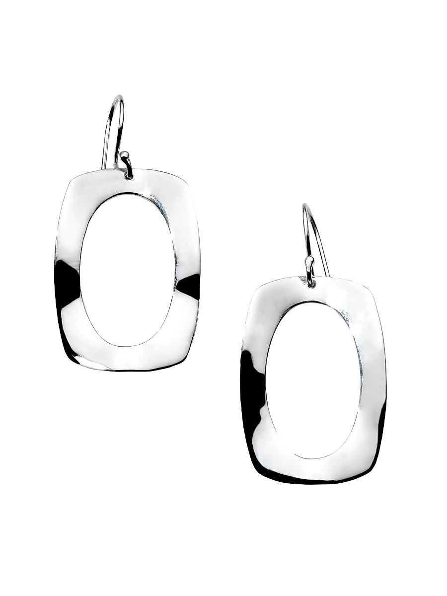 Women's Classico Sterling Silver Wavy Rectangle Drop Earrings - Silver