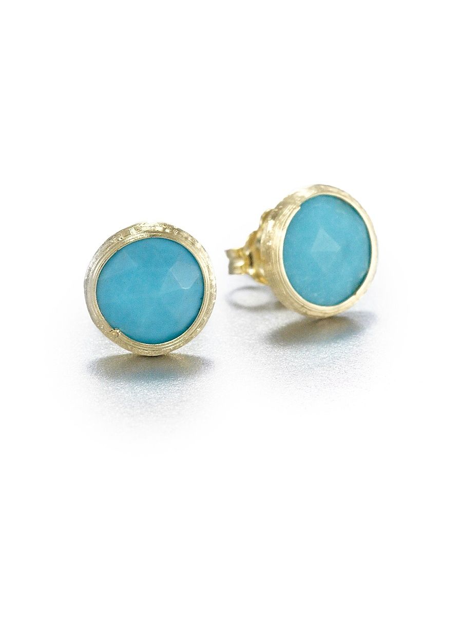 Jaipur Resort Turquoise & 18K Yellow Gold Stud Earrings - Gold Turquoise
