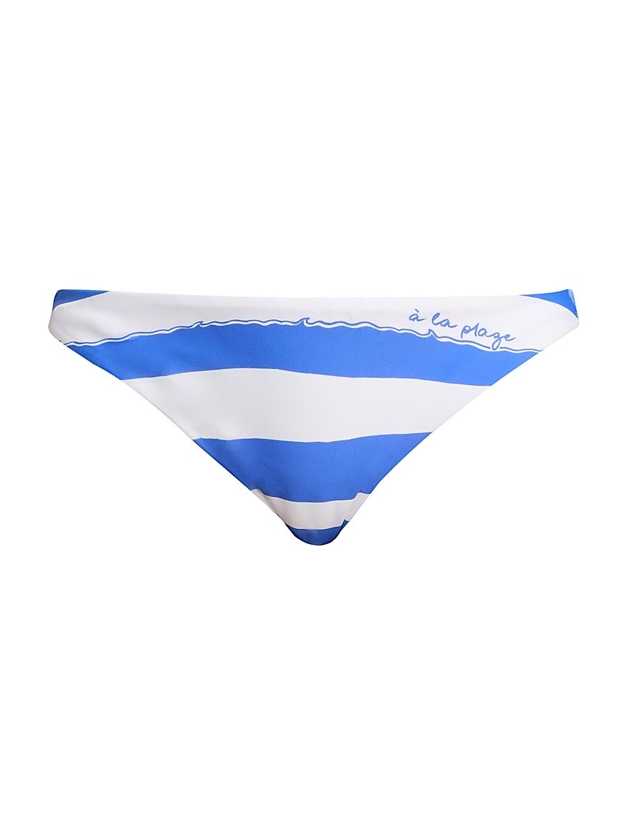 Women's A La Plage Striped Bikini Bottom - Blue - Size Large