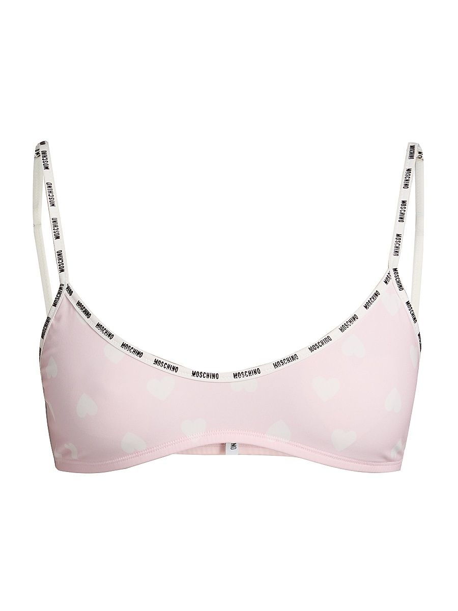 Women's Heart-Print Logo Bra - Multi Pink - Size XL