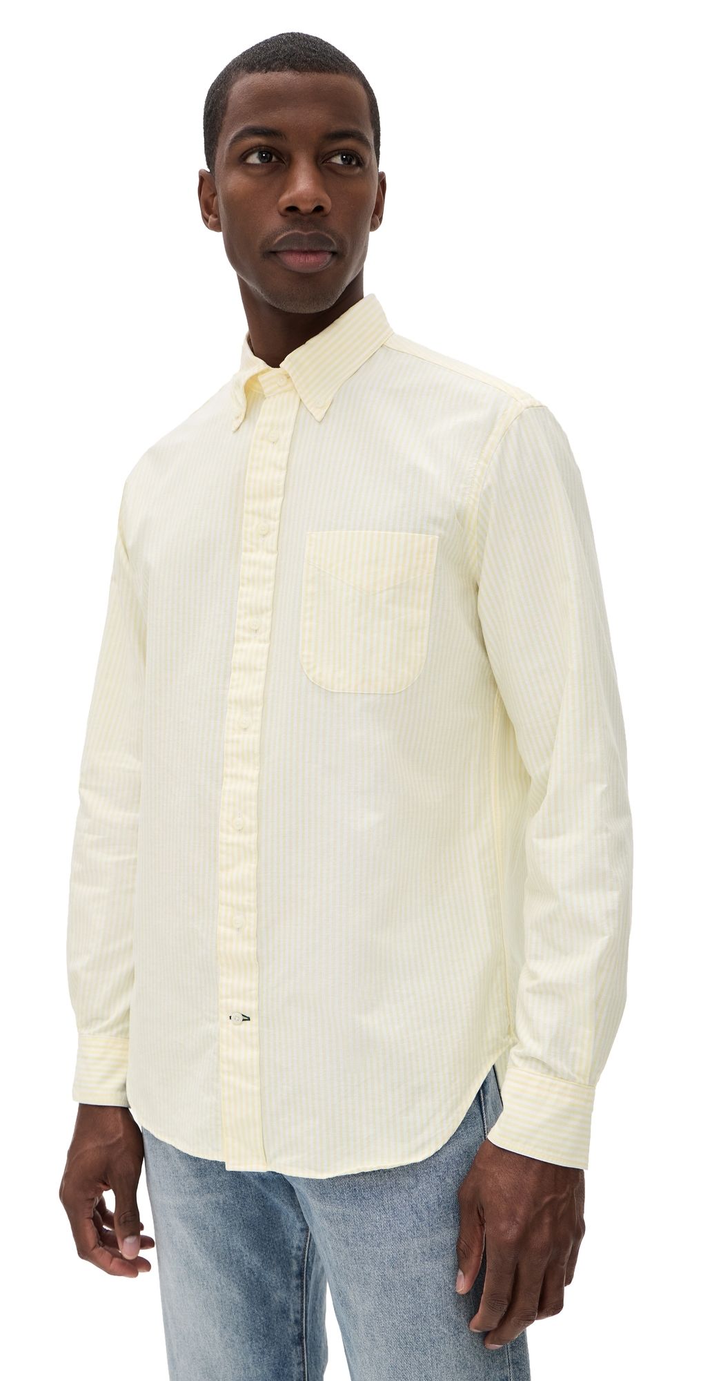 Gitman Vintage Striped Spring Oxford Shirt Yellow Stripe M