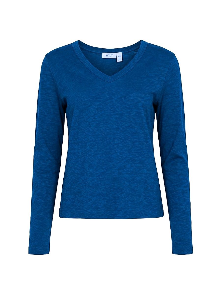 Women's V-Neck Long Sleeve Baby Baby Fit Tee - Midnight - Size Large