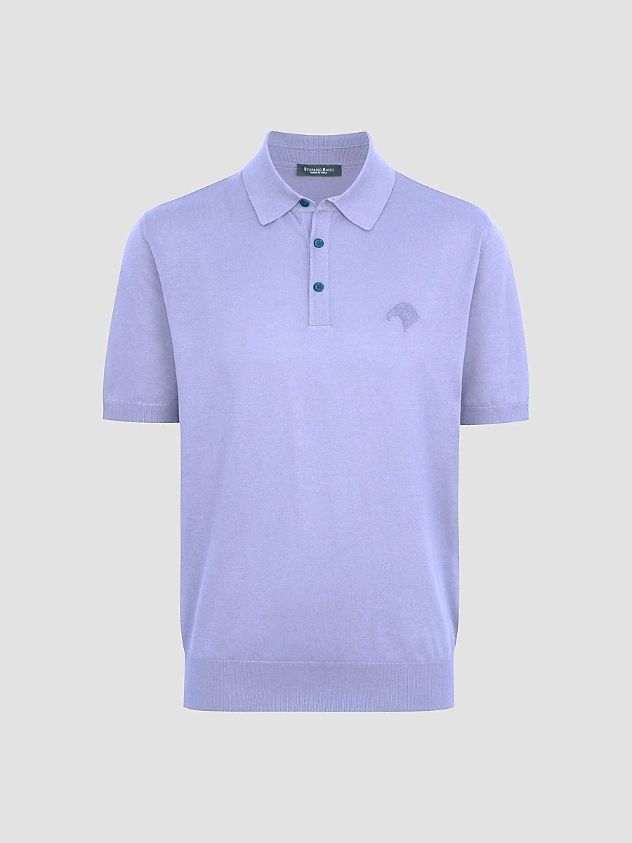 Men's Three Button Polo Shirt - Light Purple - Size 40