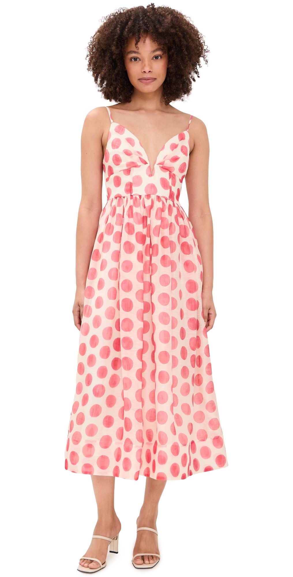 Cara Cara Pero Midi Dress Celeste Spot Pink 12
