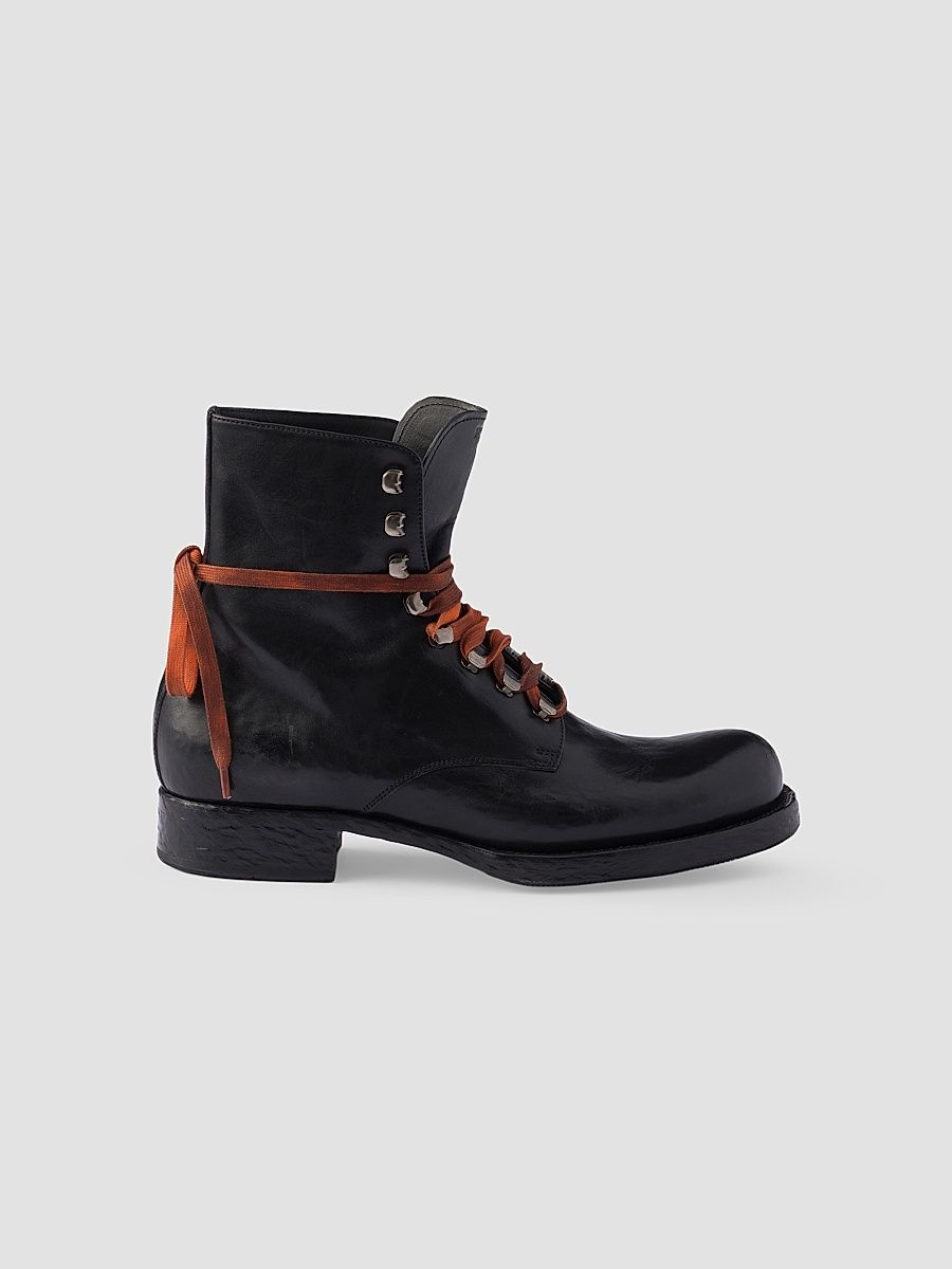 Men's Leather Laced Booties - Black - Size 12