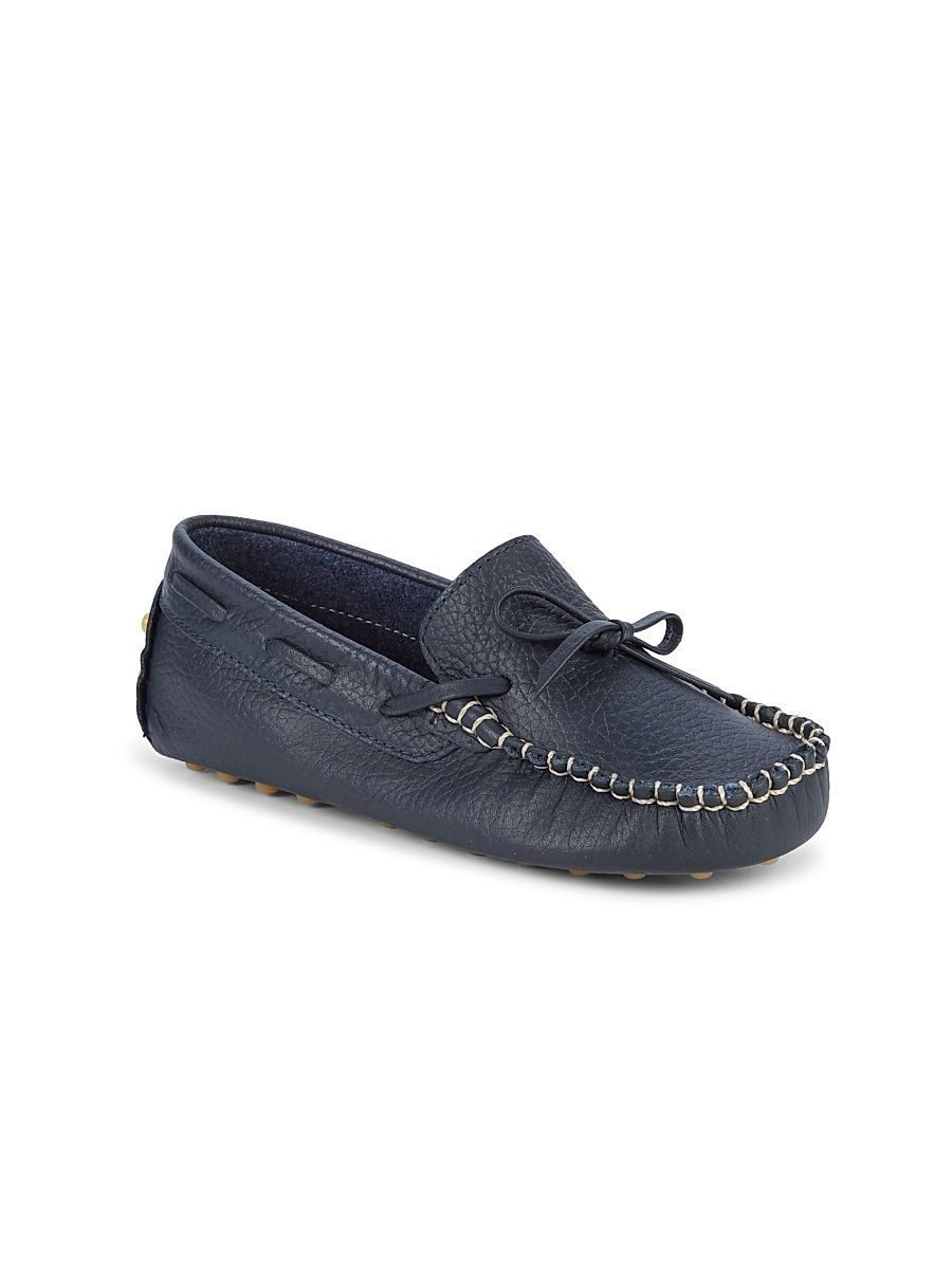 Kid's Leather Driving Loafers - Navy - Size 4 (Child)