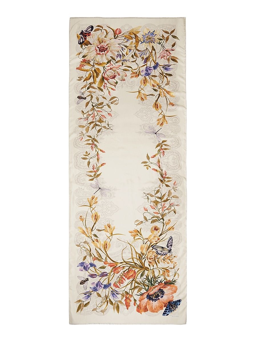 Women's Orfeo Floral-Print Silk Scarf - Multi Beige
