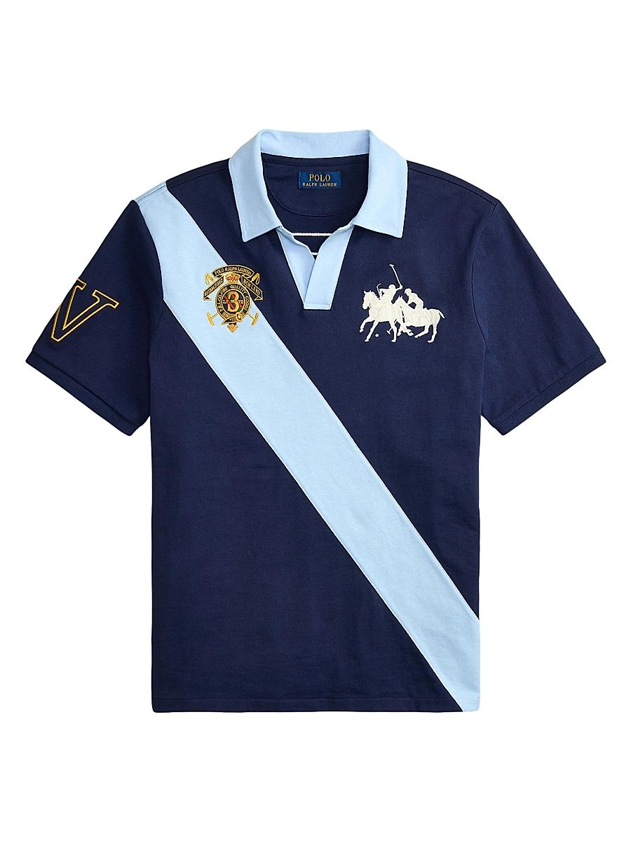 Men's Johnny Collar Cotton Jersey Polo Shirt - New Port Navy Office Blue - Size XXL