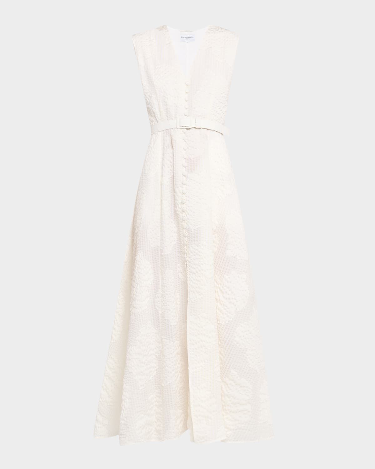 Caroline Seersucker Fil Coupe Poplin Maxi Dress