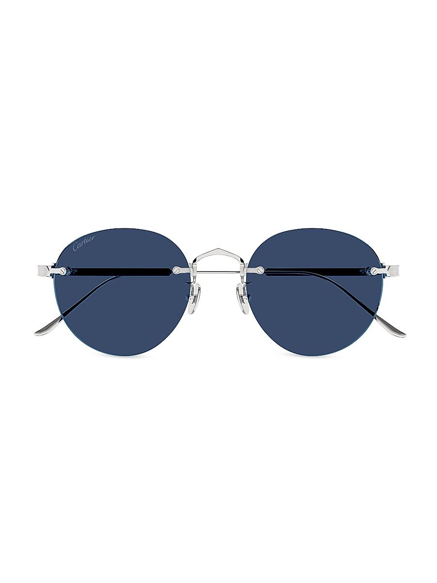 Men's Signature C 52MM Platinum-Plated Round Sunglasses - Silver