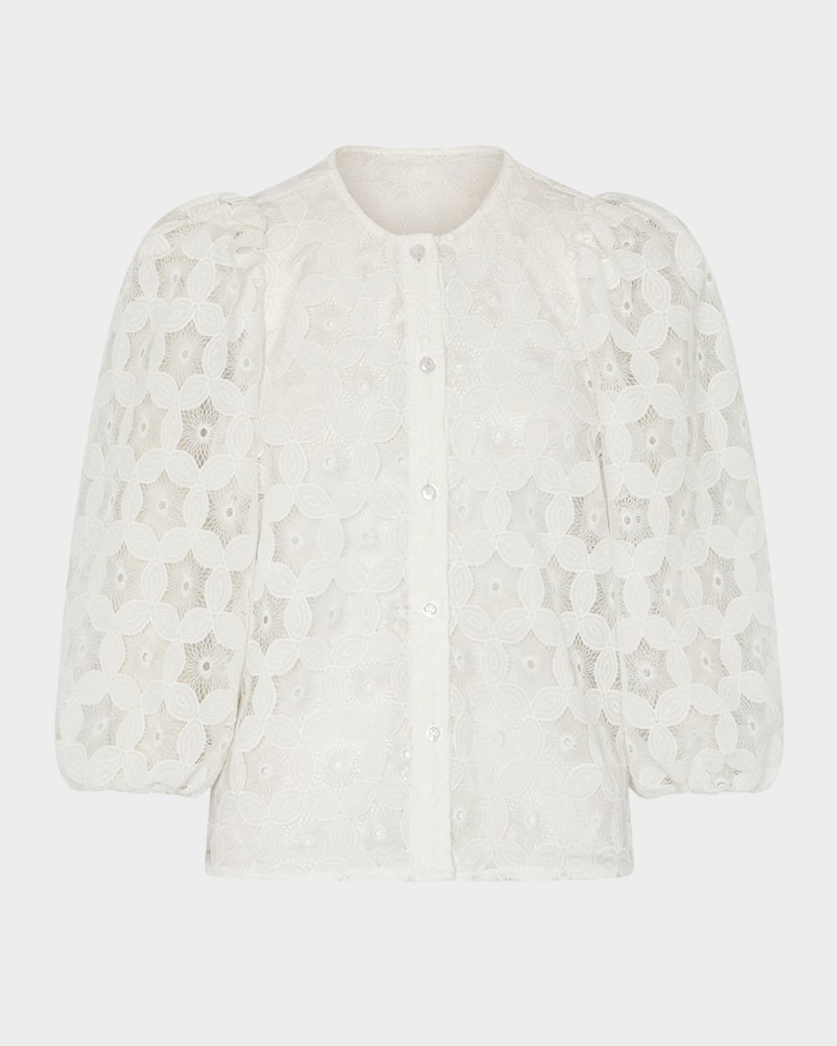 Nannie Geometric Eyelet-Embroidered Top