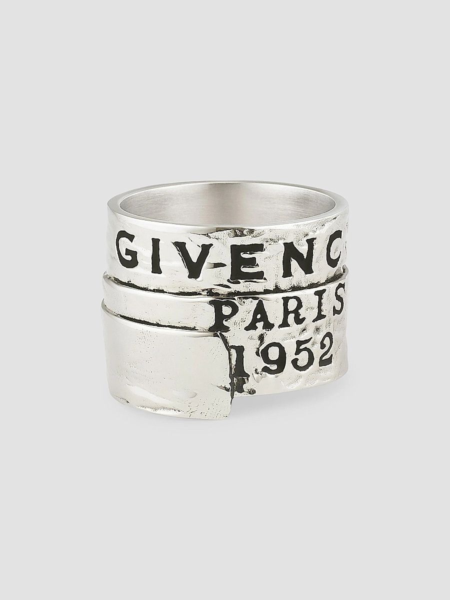 Givenchy Women's Tape Ring in Metal and Enamel - Antic Silvery - Size 6