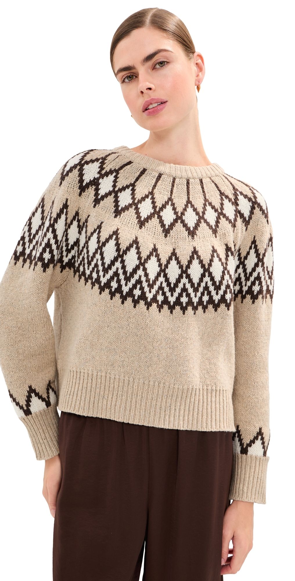 LE BOP Joelle Sweater Oatmeal Fair Isle XL