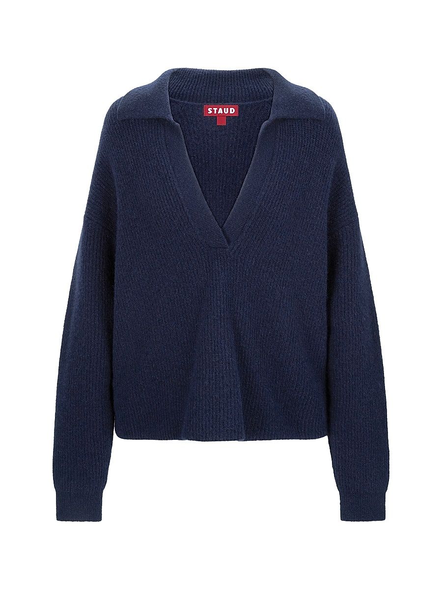 Women's Ruston Rib-Knit V-Neck Sweater - Navy - Size Small