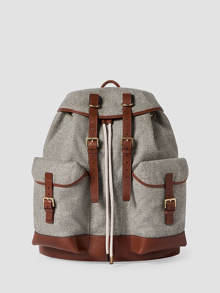 Men's Wool, Alpaca and Cashmere Flannel Field Backpack - Medium Grey