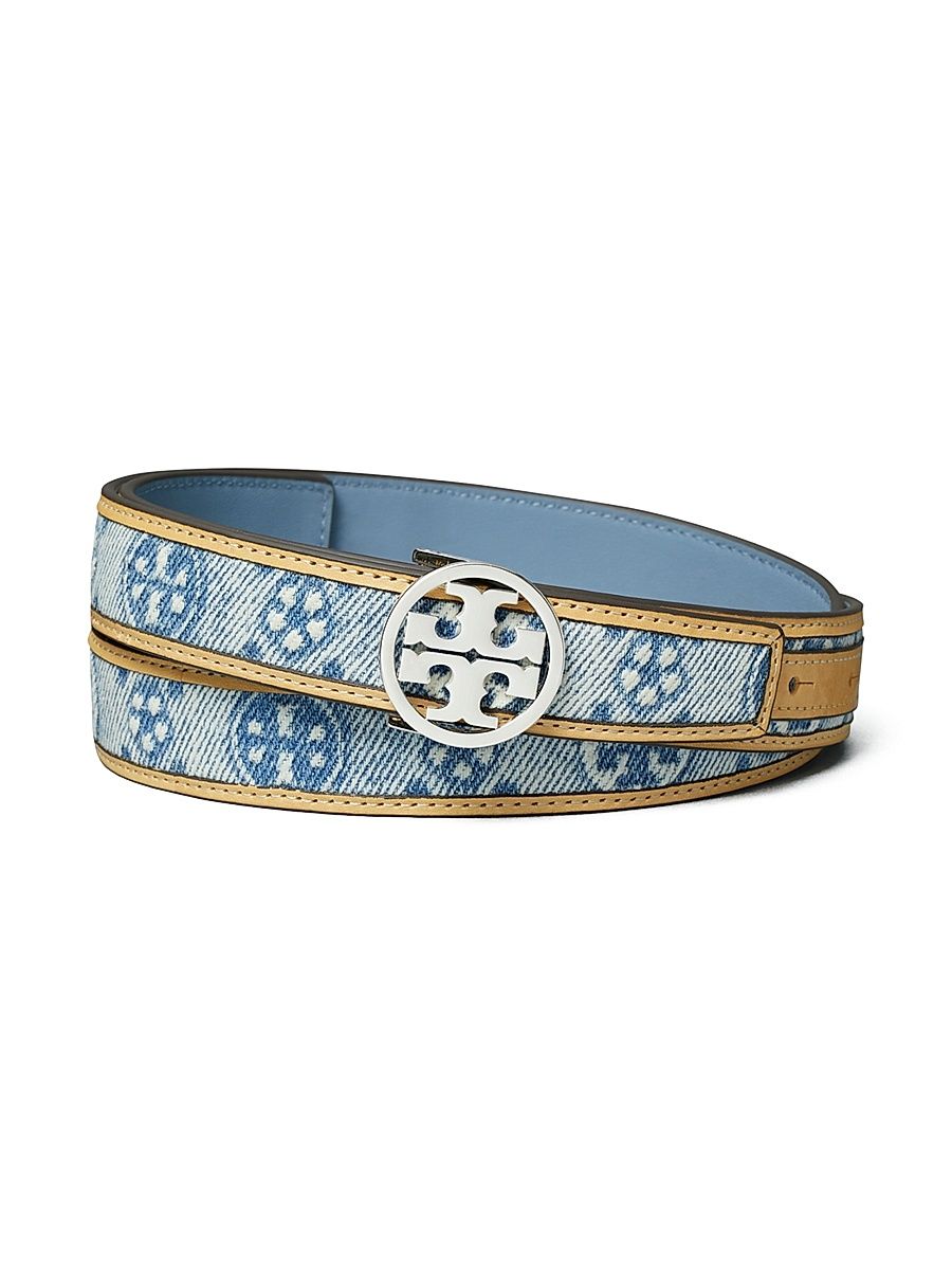Women's Miller Logo Denim Belt - Powder Blue - Size Medium