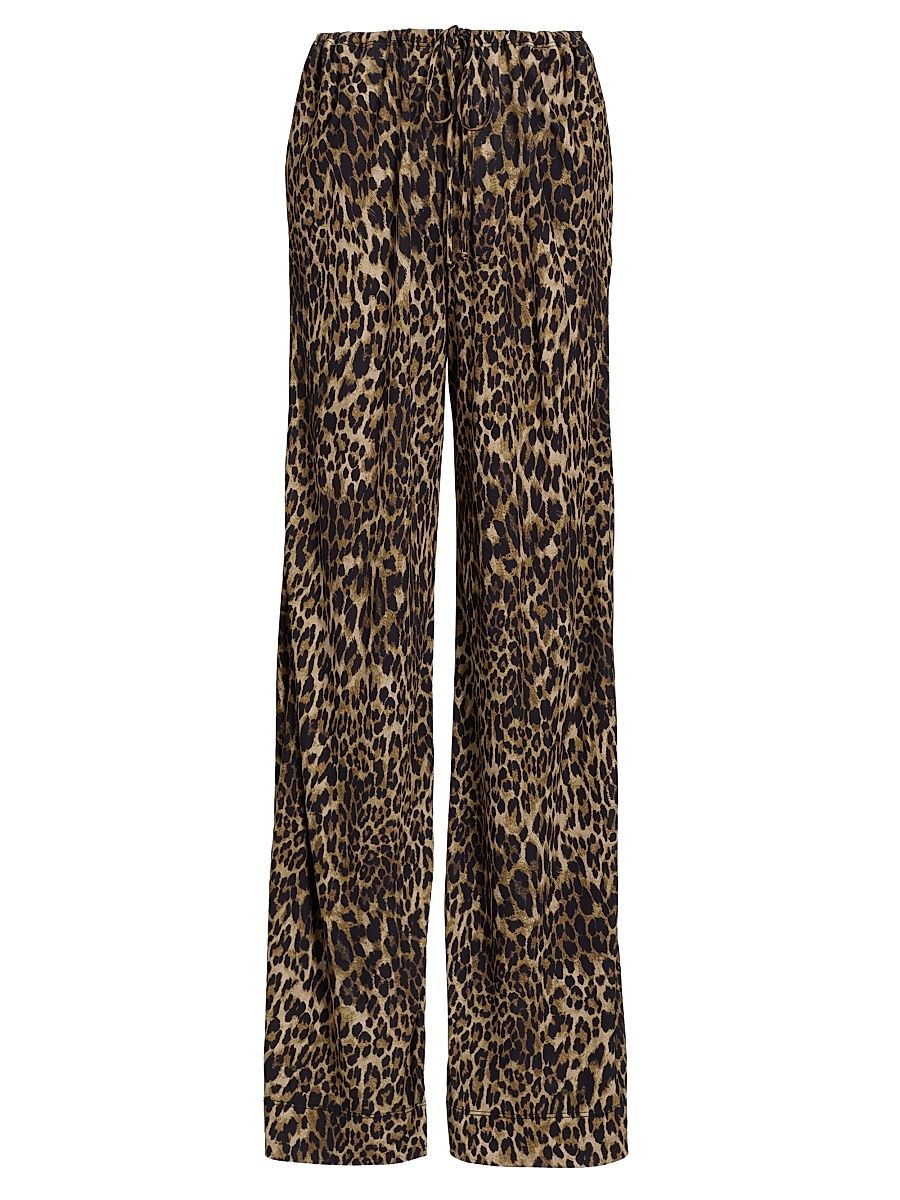 Women's Adriel Leopard-Print Drawstring Pants - Vintage Leopard Print - Size Large