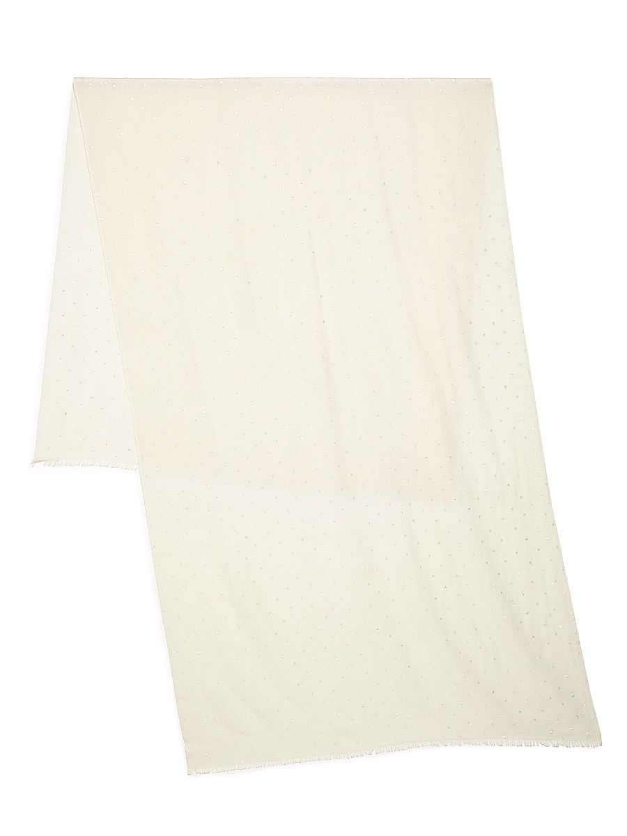 Women's Sequin-Embellished Cashmere-Silk Scarf - White