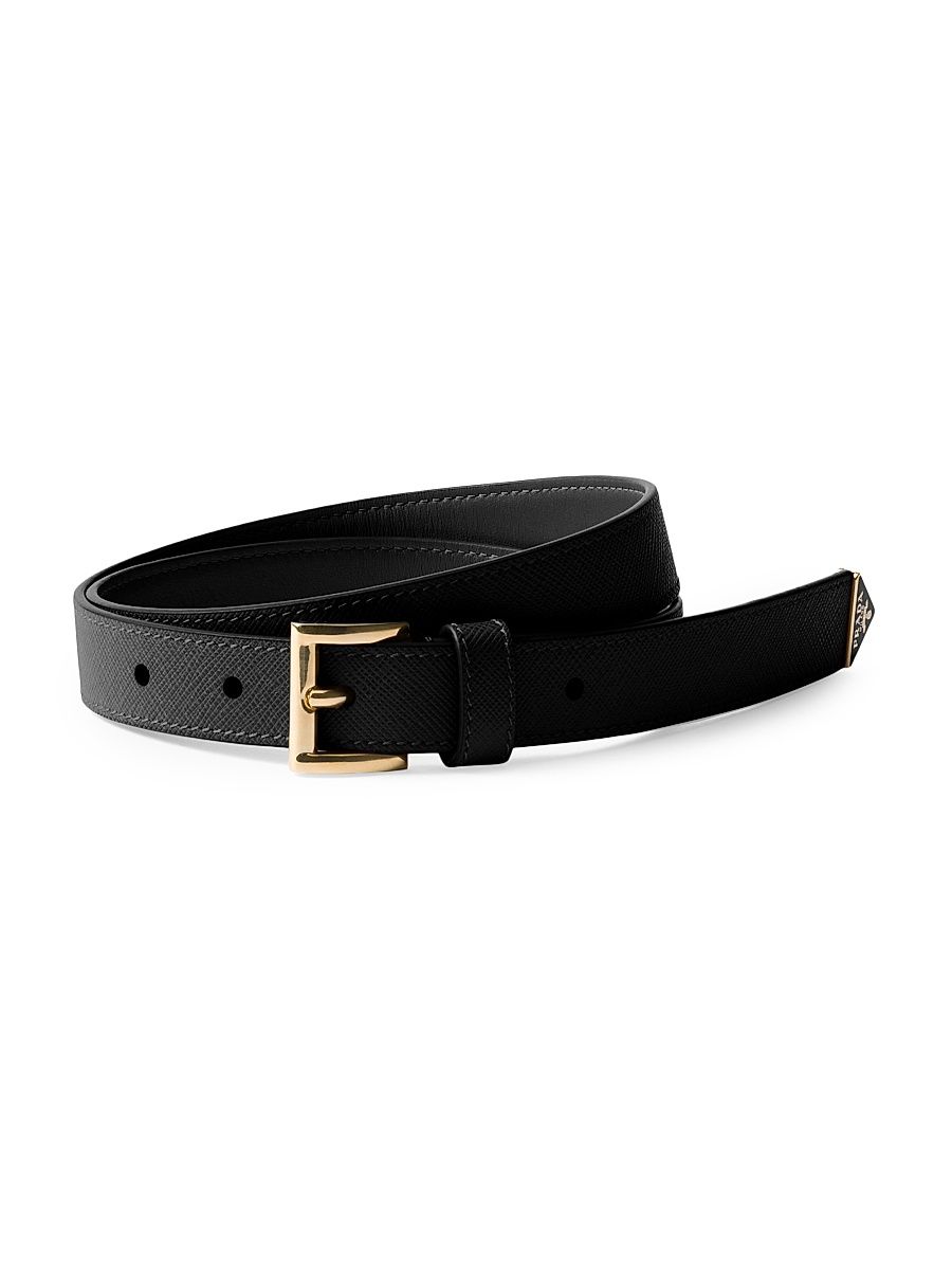 Women's Saffiano Leather Belt - Black - Size 26