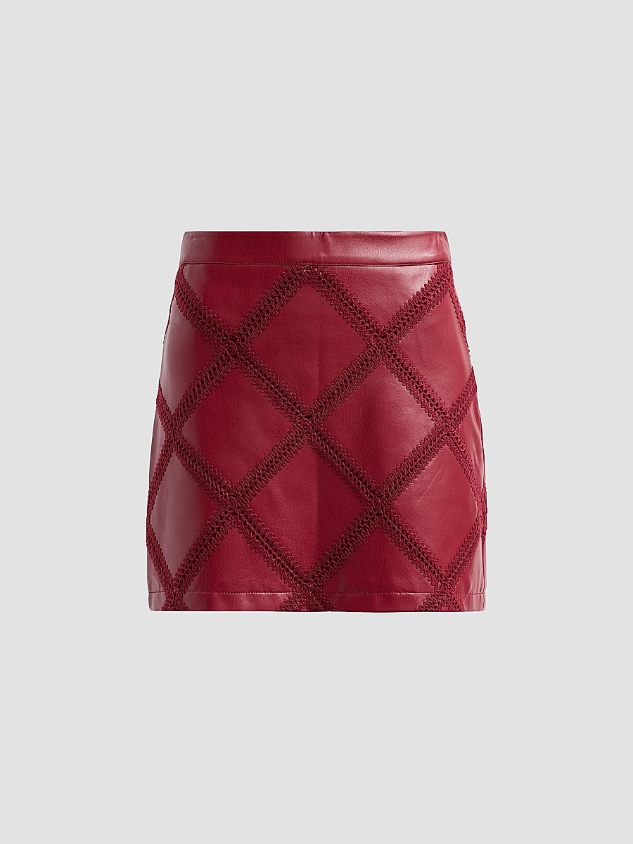 Women's Audree Faux-Leather Mini Skirt - Berry Wine - Size 12