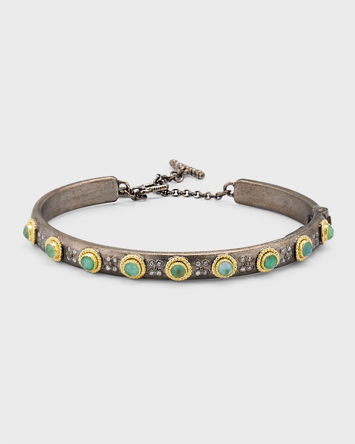 Alternating Emerald Hinged Bangle