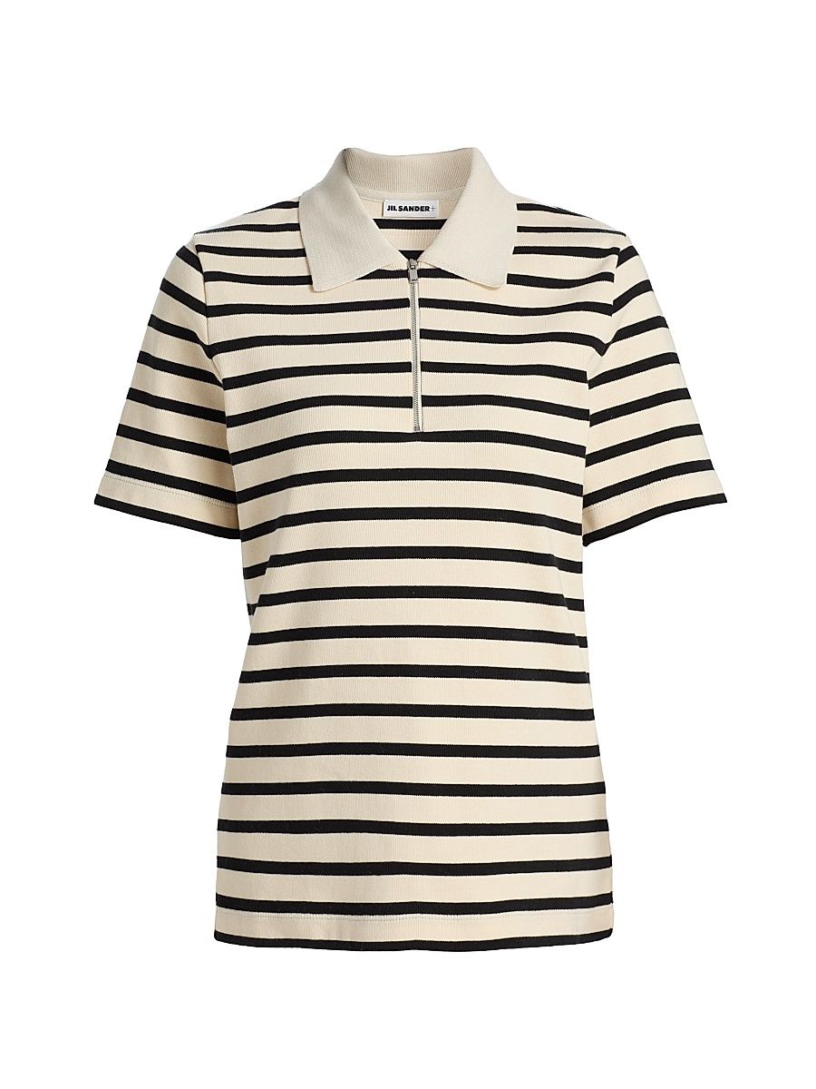 Women's Stripe Cotton Polo Top - Bluejay - Size XS