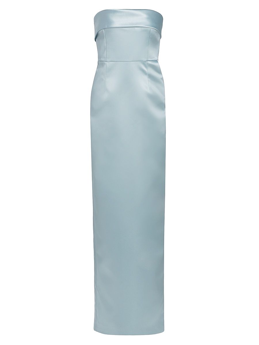 Women's Rhea Satin Strapless Column Gown - Bleu Roi - Size 8
