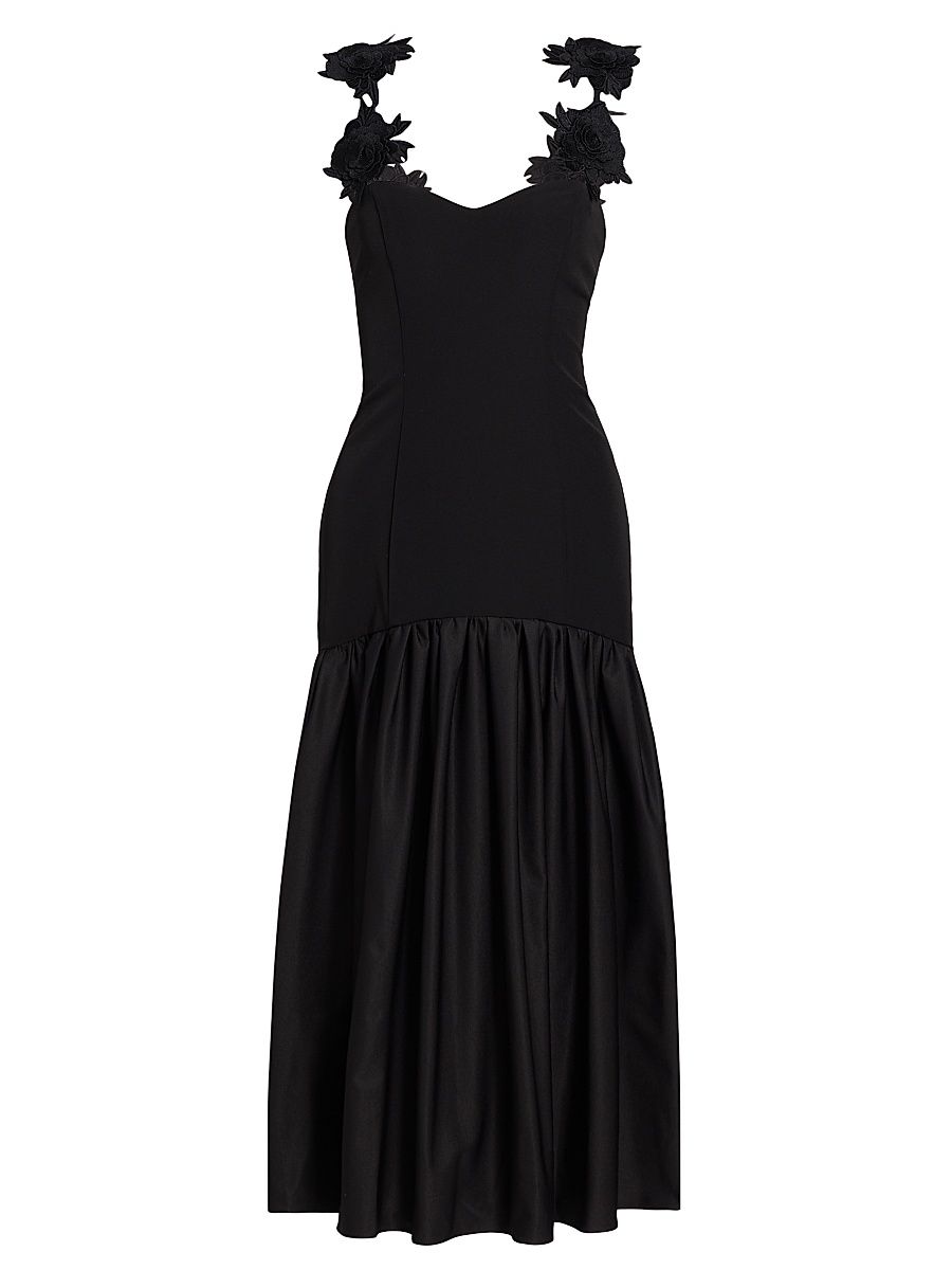 Women's Esme Crepe Midi-Dress - Black - Size XL