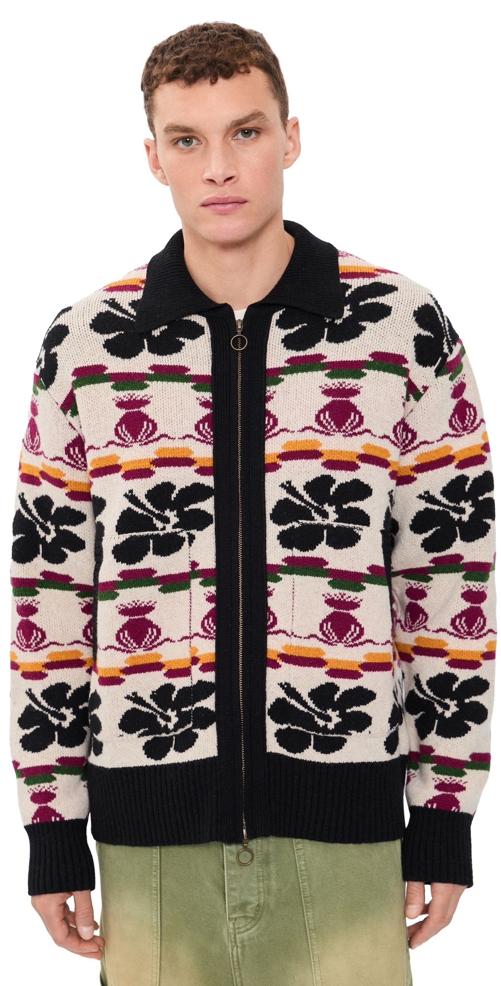 Nicholas Daley Hibiscus Cardigan Rice White L