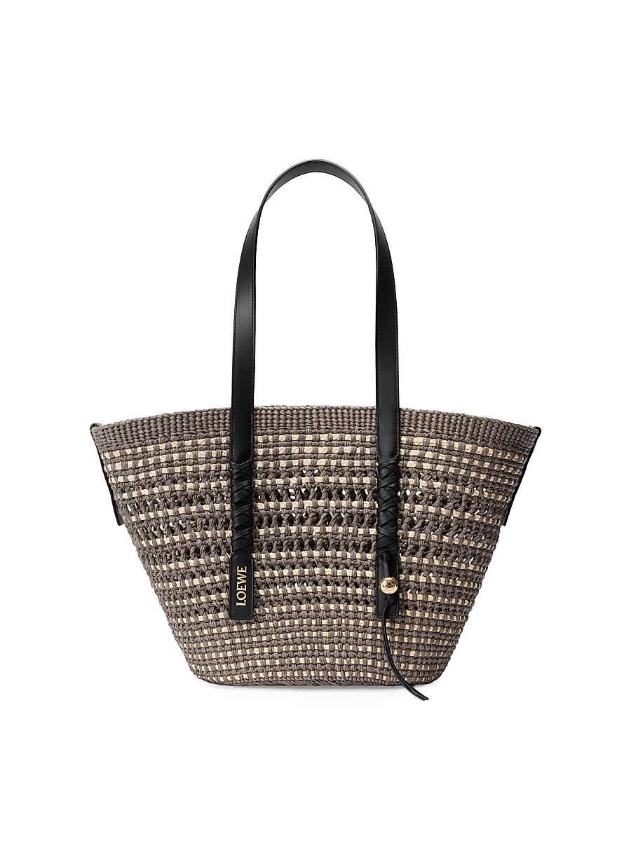 Women's LOEWE x Paula's Ibiza Medium Braided Raffia Basket Bag - Khaki Natural