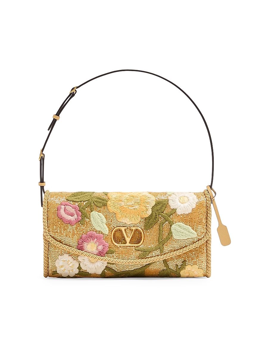 Women's DeVain Small Embroidered Shoulder Bag - Gold Multi
