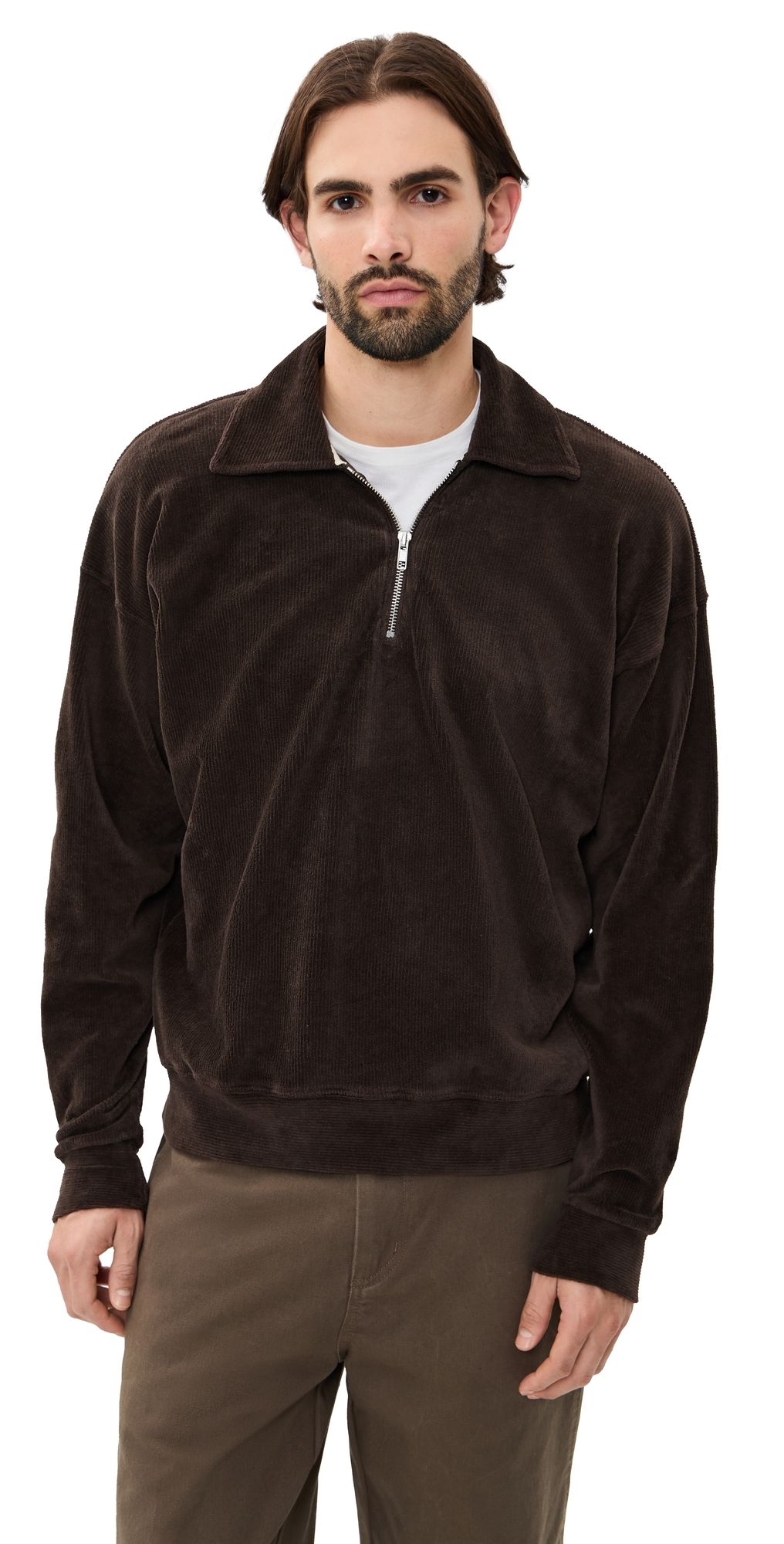 ASHER Claude Quarter Zip Chocolate M