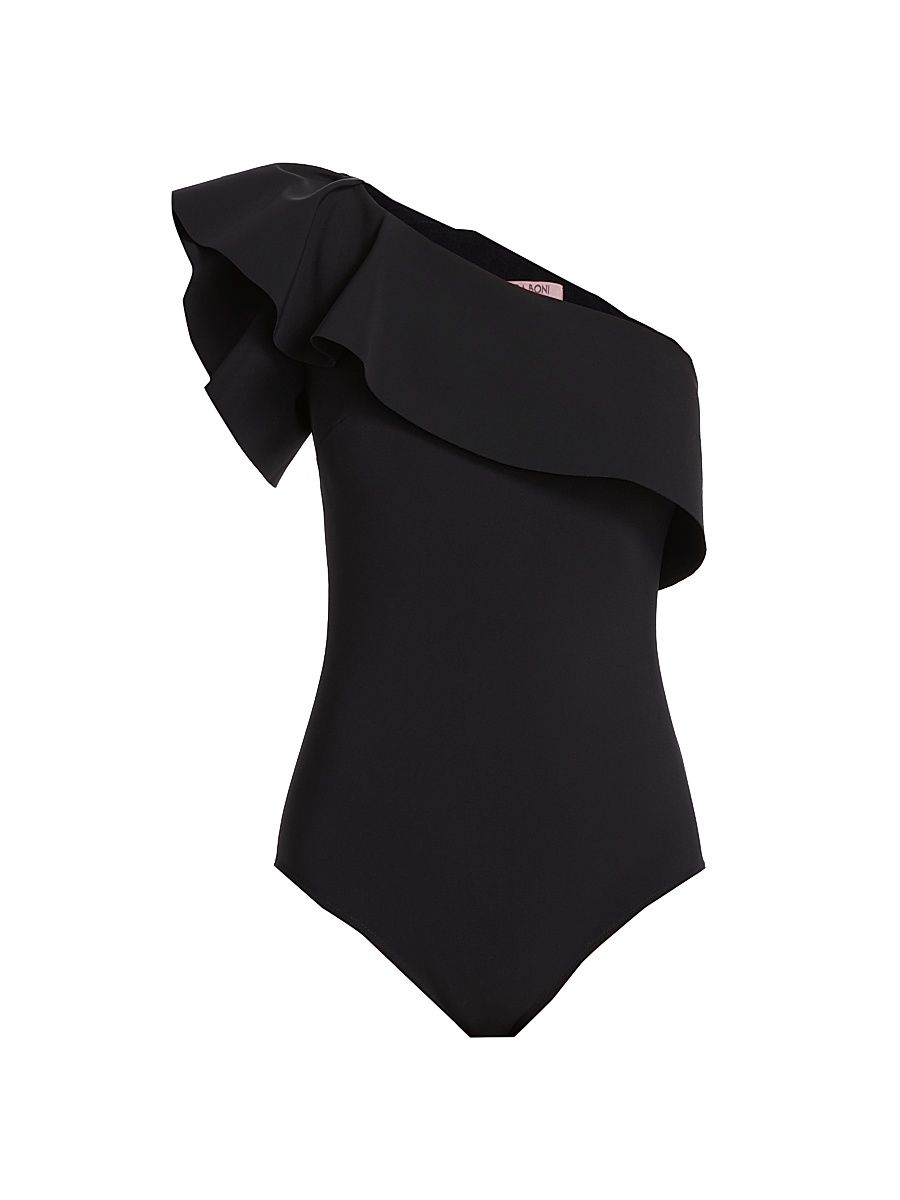 Women's Eli Ruffle One-Piece Swimsuit - Black - Size 14