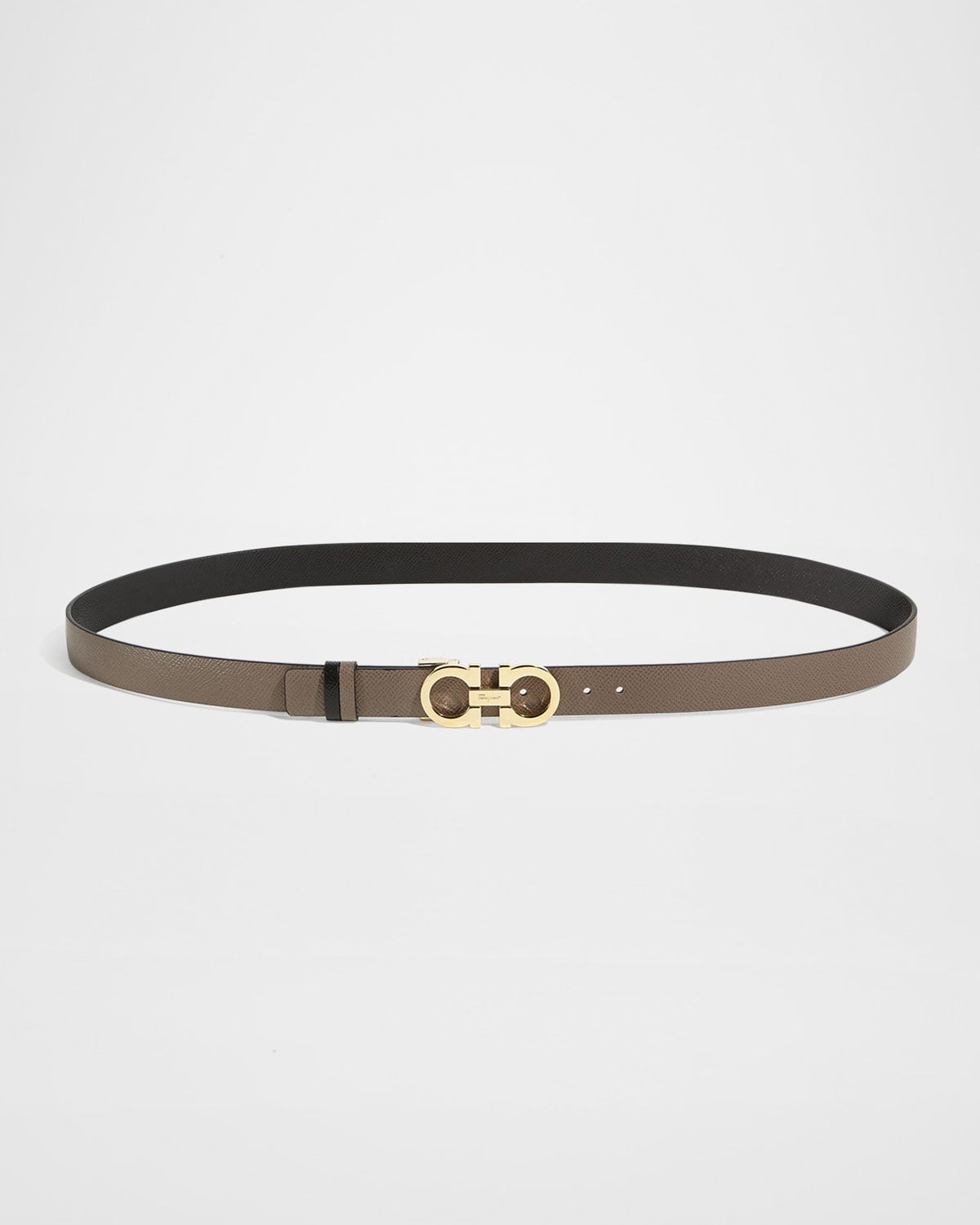 Gancini-Buckle Reversible Leather Belt